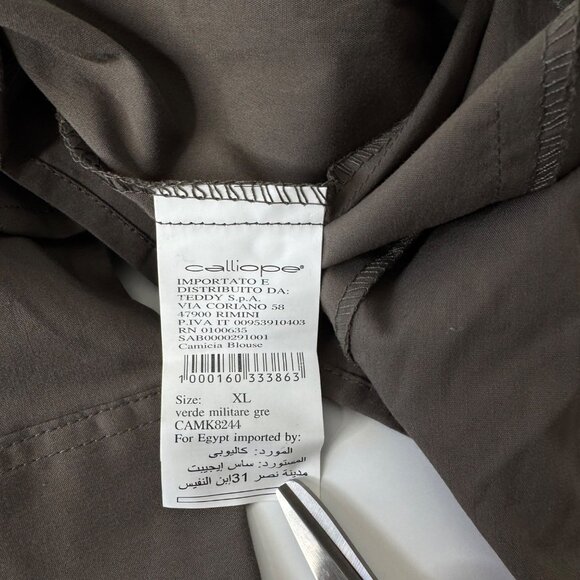 Calliope Womens Dark Olive Long Sleeve Button-Up Shirt XL Cotton Blend - Picture 9 of 15